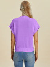 Double Take Full Size Mock Neck Short Sleeve Sweater - MyEmpired