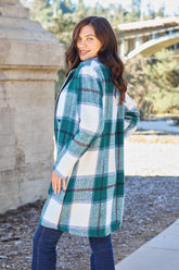 Double Take Full Size Plaid Button Up Lapel Collar Coat - MyEmpired