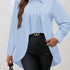 Solid Color Button Front Shirt, Elegant Long Sleeve Shirt For Spring & Fall, Women&