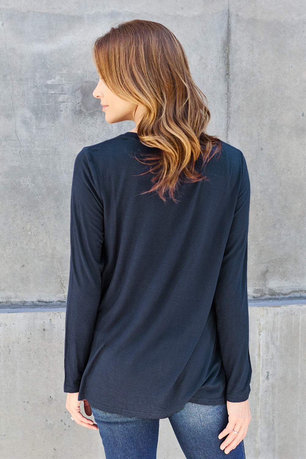 Basic Bae Full Size V-Neck Long Sleeve Top - MyEmpired