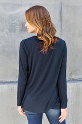 Basic Bae Full Size V-Neck Long Sleeve Top - MyEmpired