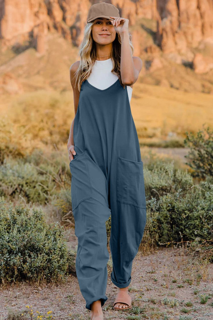 Double Take Full Size V-Neck Sleeveless Jumpsuit with Pockets - MyEmpired