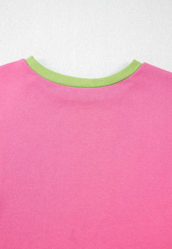 Exposed Seam Color Block Long Sleeve Sweatshirt - MyEmpired