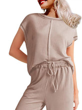 Ribbed Exposed Seam Top and Pants Set - MyEmpired