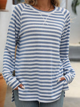 Mandy Striped Round Neck Long Sleeve T-Shirt - MyEmpired