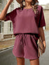 Waffle-Knit Half Sleeve Top and Shorts Set - MyEmpired