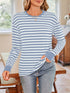 Lovelet Striped Round Neck Long Sleeve T-Shirt - MyEmpired