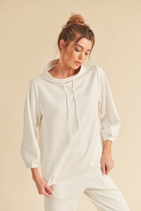 Aemi + Co Lightweight Drawstring Mock Neck Sweatshirt - MyEmpired