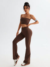 Tube Top and High Waist Flare Pants Active Set - MyEmpired