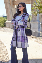Double Take Full Size Plaid Button Up Lapel Collar Coat - MyEmpired