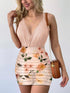 Surplice Spaghetti Strap Top and Printed Mini Skirt Set - MyEmpired