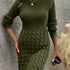 Stylish Long Sleeve Round Neck Knit Dress for Women - Elegant Polyester Autumn/Winter Fashion with Waist Tie, Comfortable and Versatile - Perfect for Daily Wear and Special Occasions - MyEmpired