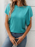 Round Neck Flutter Sleeve T-Shirt - MyEmpired