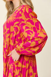 Double Take Full Size Printed Ruffle Hem Dress with Pocket - MyEmpired