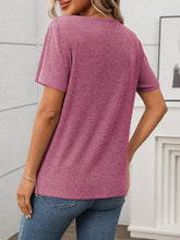 Ribbed V-Neck Short Sleeve T-Shirt - MyEmpired