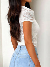 Devine V-Neck Short Sleeve Lace Top - MyEmpired