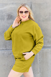 Double Take Full Size Texture Long Sleeve Top and Drawstring Shorts Set - MyEmpired