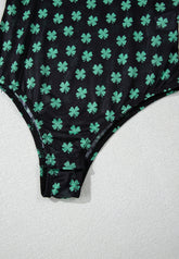 Lucky Clover Mock Neck Long Sleeve Bodysuit - MyEmpired