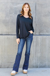 Basic Bae Full Size V-Neck Long Sleeve Top - MyEmpired