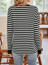 Lovelet Striped Round Neck Long Sleeve T-Shirt - MyEmpired
