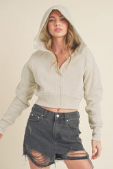 Aemi + Co Zip Up Raglan Sleeve Cropped Hoodie - MyEmpired