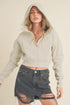 Aemi + Co Zip Up Raglan Sleeve Cropped Hoodie - MyEmpired