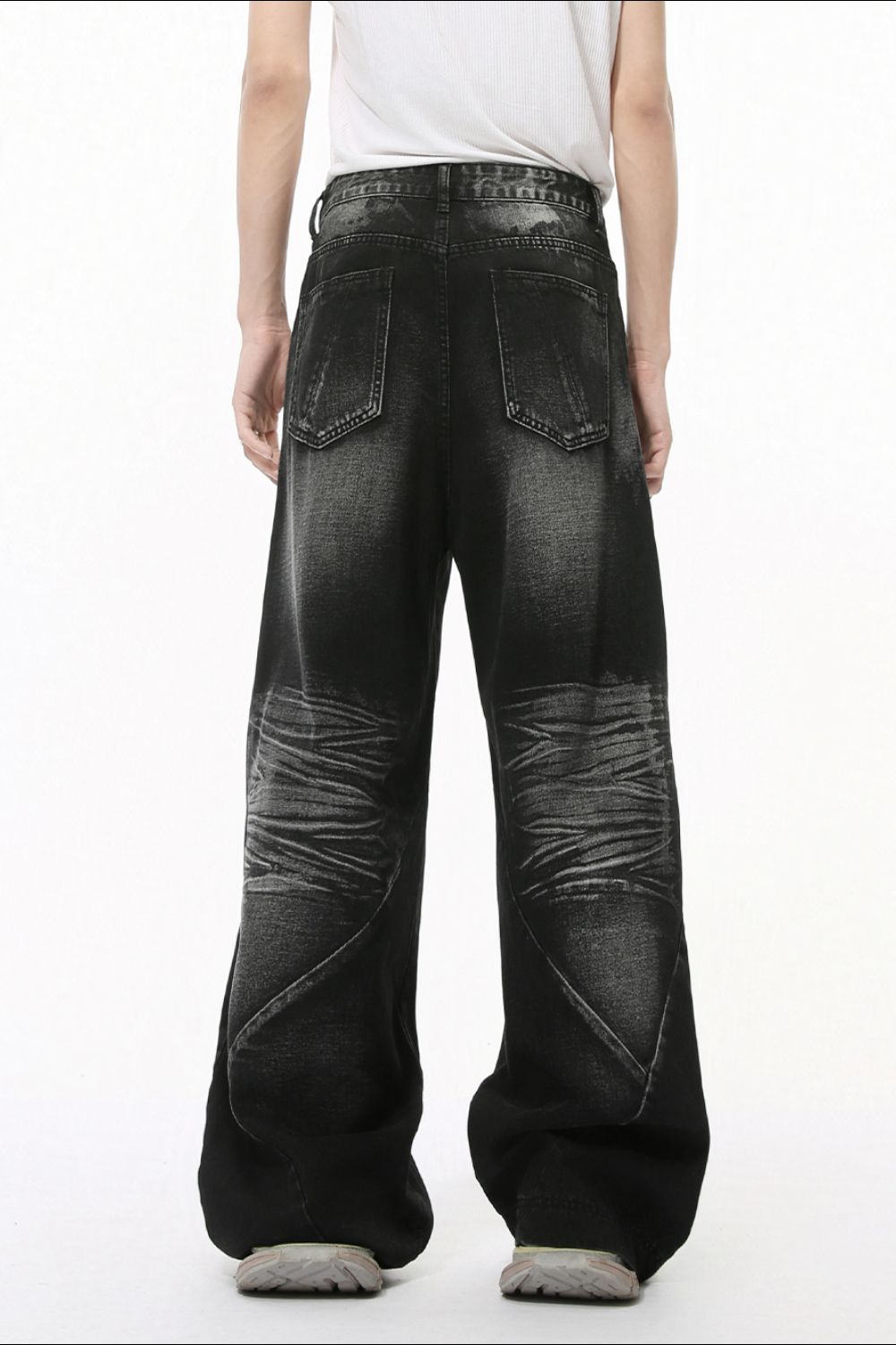 Washed Cat Whisker Straight Leg Jeans - MyEmpired