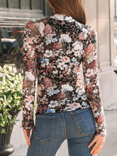Floral Mock Neck Long Sleeve T-Shirt - MyEmpired