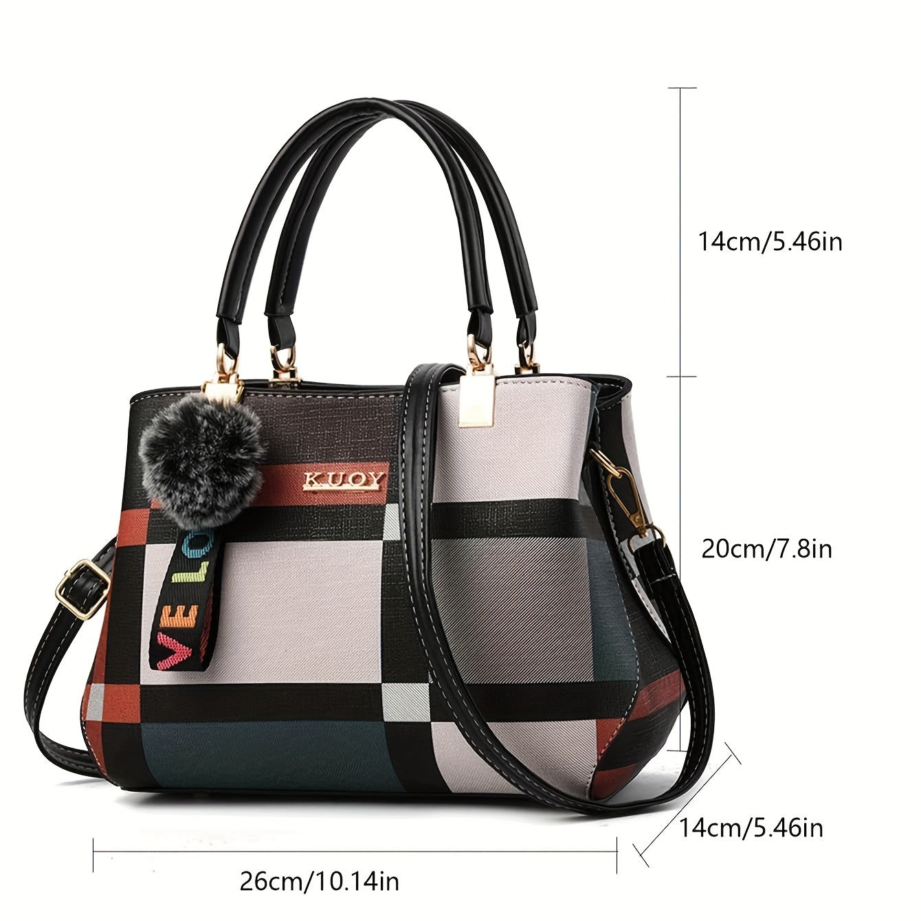 Grid Patterned Shoulder Bag - MyEmpired