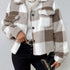 Plaid Pattern Button Front Fuzzy Coat, Casual Long Sleeve Warm Outerwear For Fall & Winter, Women&