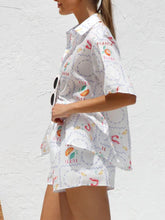 Printed Button Down Short Sleeve Top and Shorts Set - MyEmpired