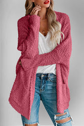 Double Take Pocketed Open Front Long Sleeve Cardigan - MyEmpired
