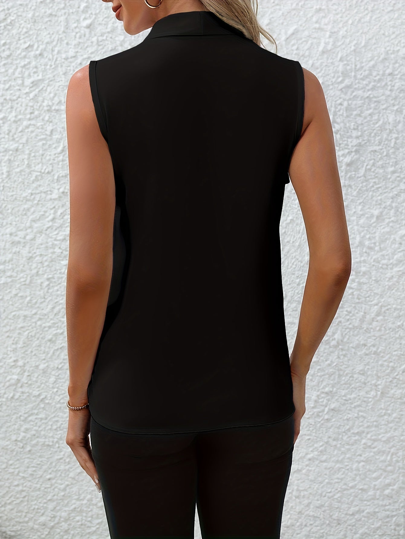 Chic V-neck Blouse, Elegant Sleeveless