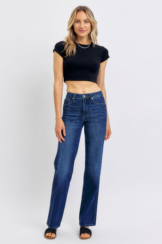 Judy Blue Full Size Tummy Control Straight Jeans Plus Size - MyEmpired