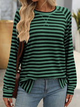 Mandy Striped Round Neck Long Sleeve T-Shirt - MyEmpired