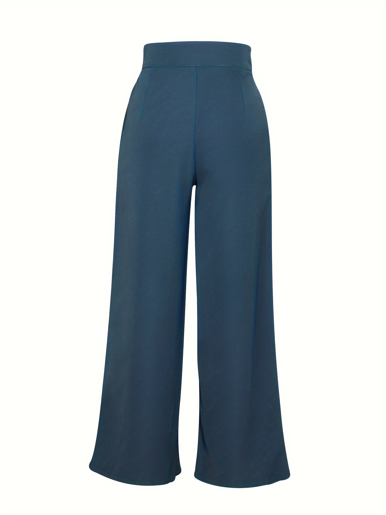 Solid Color Wide Leg Pants, Casual Pleated Loose Pants For Spring & Summer, Women&