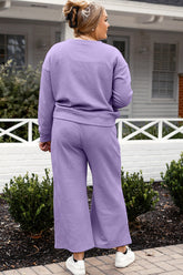 Double Take Full Size Textured Long Sleeve Top and Drawstring Pants Set - MyEmpired