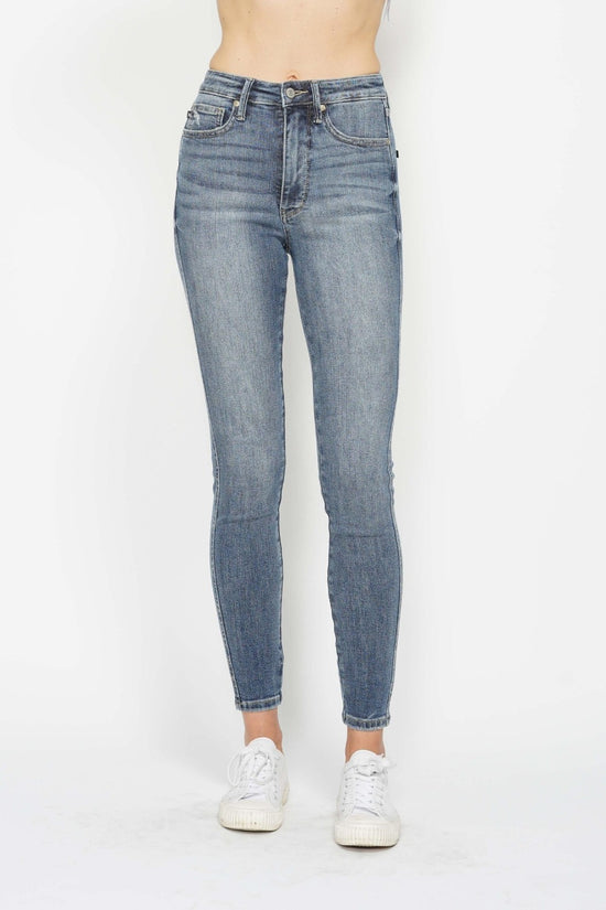 Judy Blue Full Size Tummy Control Contrast Wash Skinny Jeans - MyEmpired