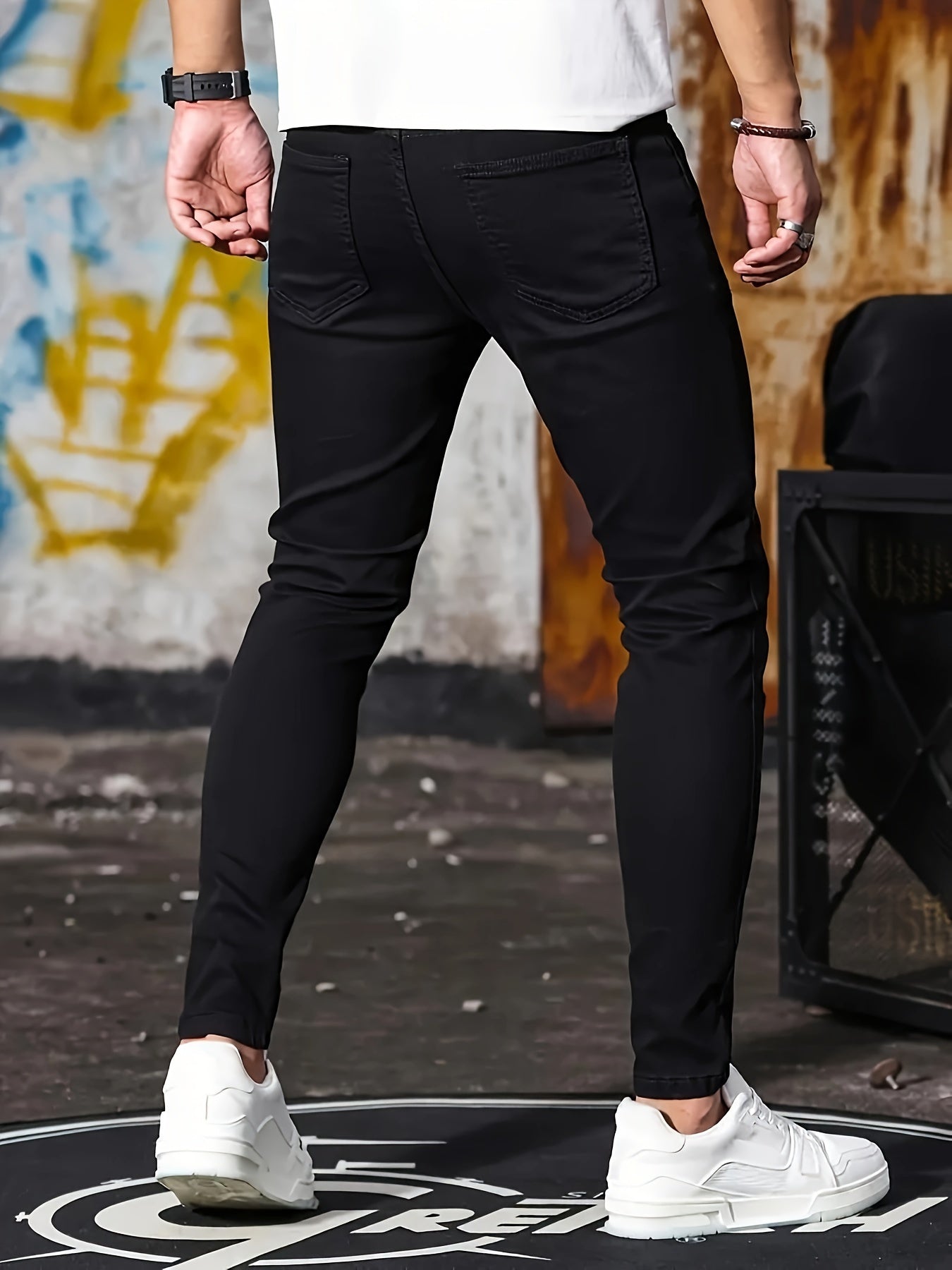 Solid Slim Fit Denim Pants For Males, Stylish Casual Jeans For Men