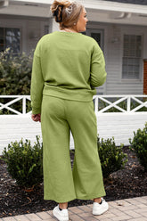 Double Take Full Size Textured Long Sleeve Top and Drawstring Pants Set - MyEmpired