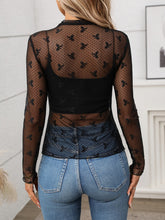 Floral Mock Neck Long Sleeve Mesh Top - MyEmpired