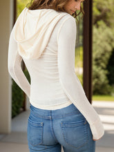 Half Snap Long Sleeve Hooded T-Shirt - MyEmpired