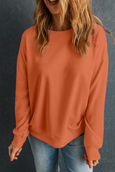 Round Neck Dropped Shoulder Sweatshirt - MyEmpired