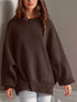 Double Take Side Slit Round Neck Long Sleeve Sweater - MyEmpired