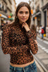 Oh Full Size Frill Printed Mock Neck Long Sleeve Top - MyEmpired