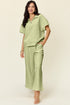 Double Take Full Size Texture Half Zip Short Sleeve Top and Pants Set - MyEmpired