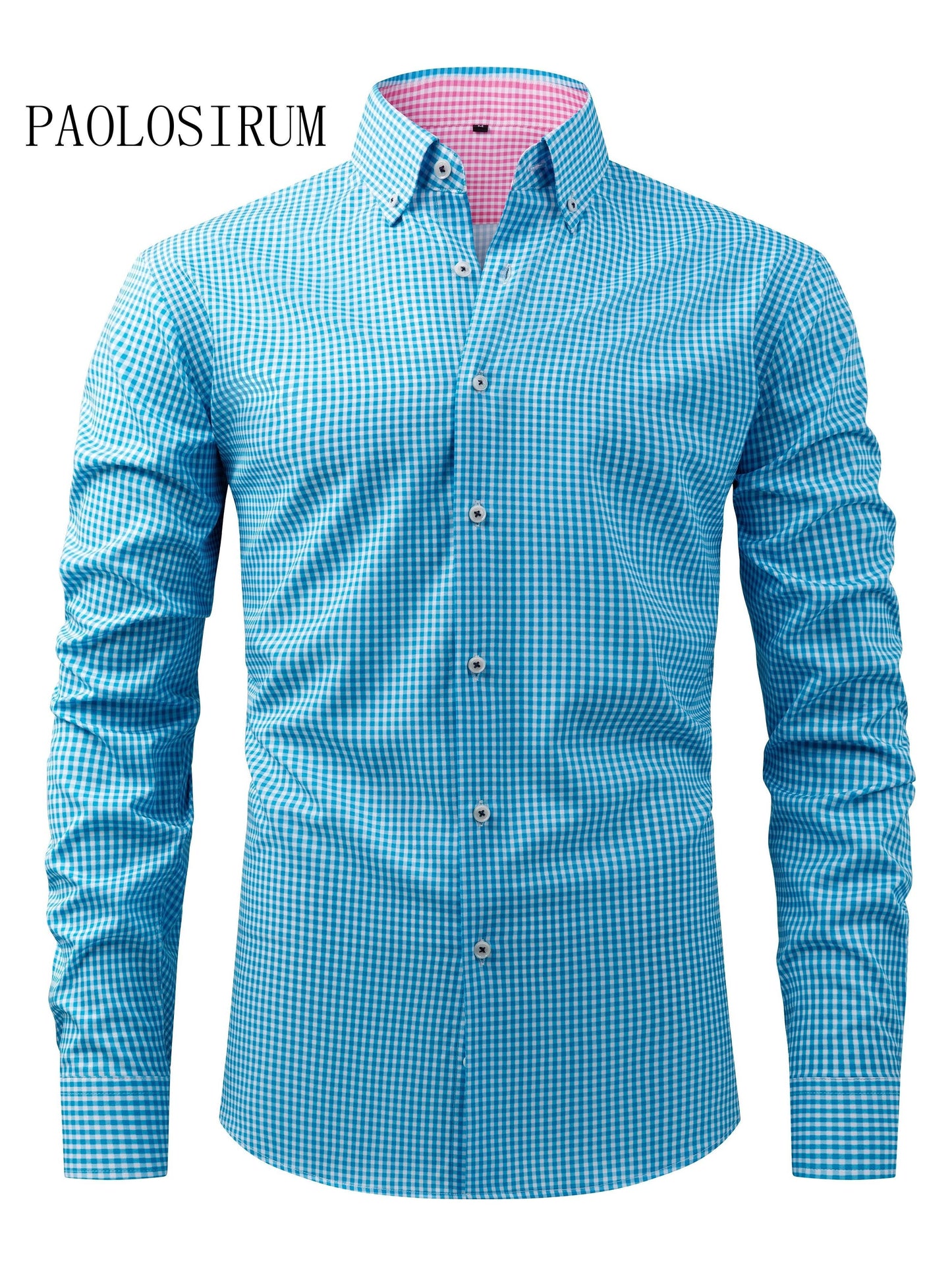 Classic Style Men's Plaid Pattern Dress Shirt