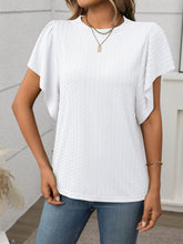 Round Neck Flutter Sleeve T-Shirt - MyEmpired