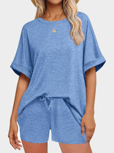 Round Neck T-Shirt and Drawstring Shorts Set - MyEmpired