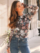 Floral Mock Neck Long Sleeve T-Shirt - MyEmpired